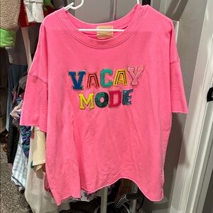 Judith March Pink 'Vacay Mode' Short Sleeve Tee